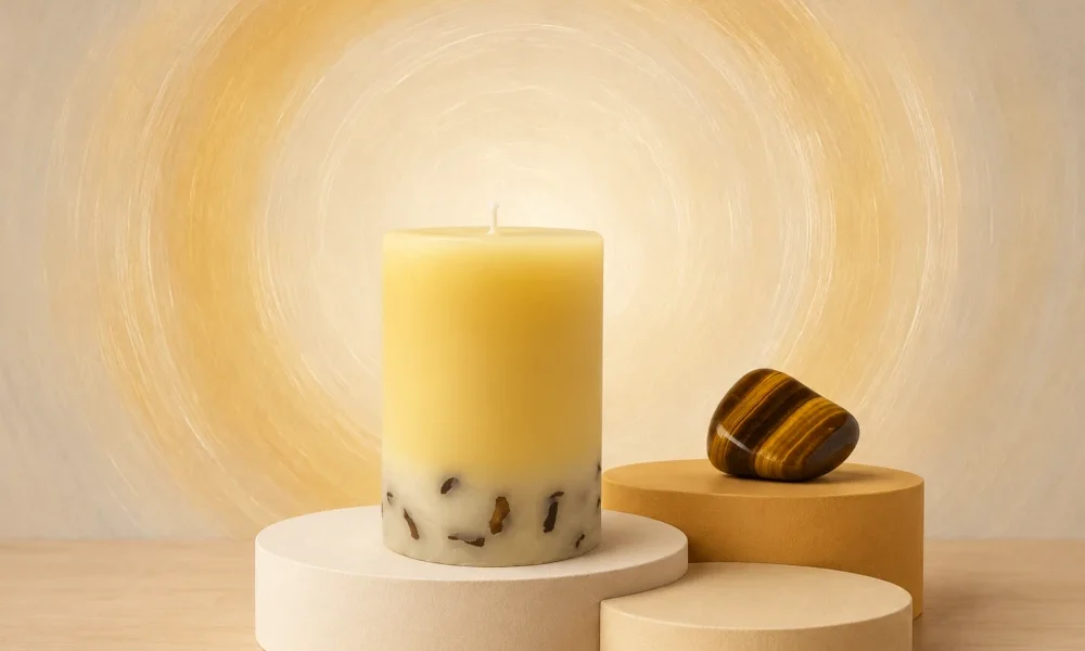 Candela con Pietre di Occhio di Tigre